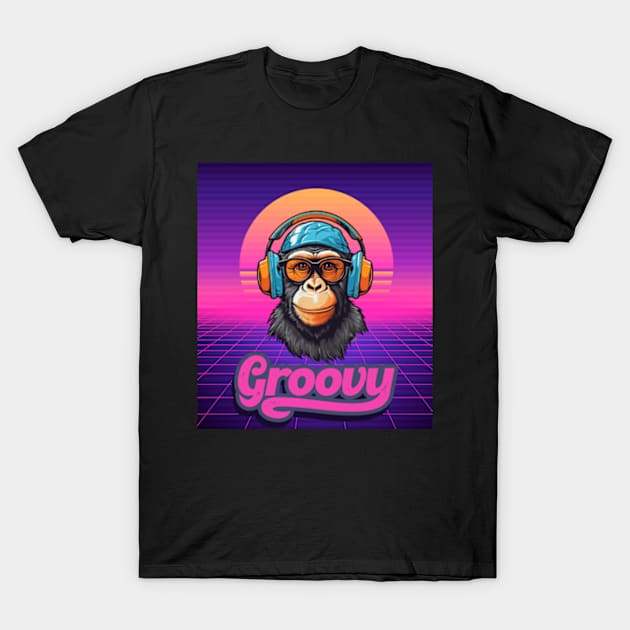 Groovy Monkey | Retro | Vintage | Party T-Shirt by WyldbyDesign